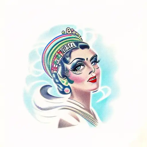 1950S Mexican Woman With Updo And Big Eyes