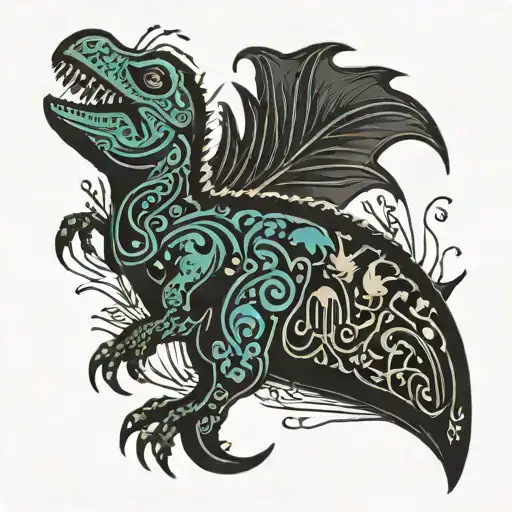 Musical Notes Forming A Silhouette Of A Dinosaur