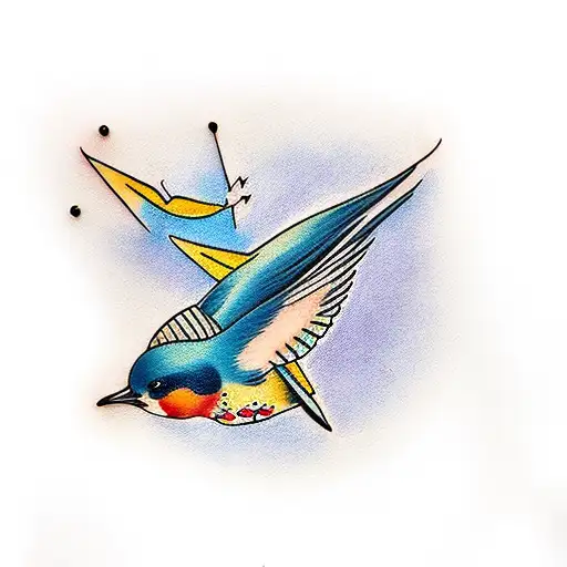 Swallow Bird With Color