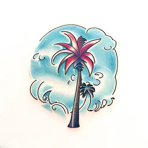 Palm Tree With Waves