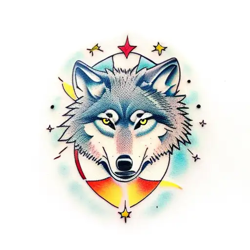 Wolf With Moons