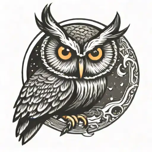 Owl In The Moon