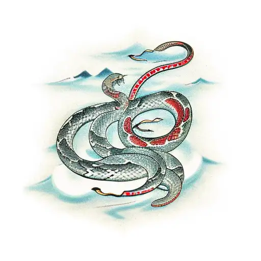Japanese Snake With Intricate Lettering