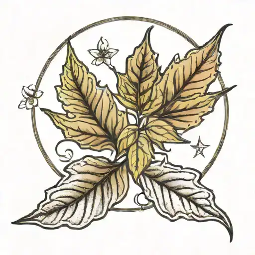 Moon Weed Leaf Intertwined Black And White Drawing