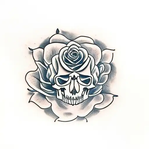 Crow Skull With A Rose