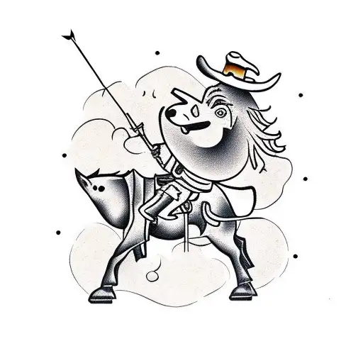 Cowboy Shot With Arrows On Horse