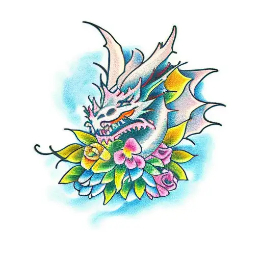 Dragon With Flowers