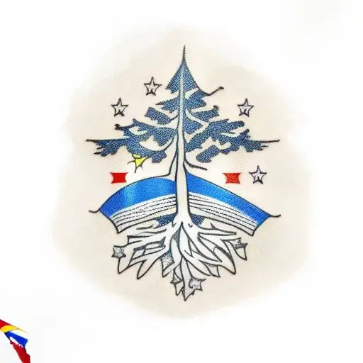 Tree With Colombian Flag Colors Trunk Lebanese Flag Colors Roots And Spanish Colors Flag Fruits