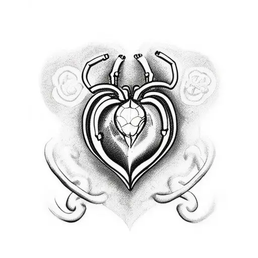 Human Heart With Spider