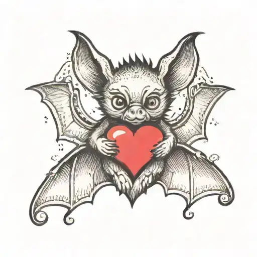A Cute Bat Holding A Heart