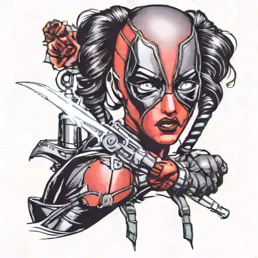 Deadpool And Lightsaber Beautiful Girl Eyes