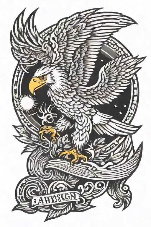 Eagle Risen Sun Made Entirely