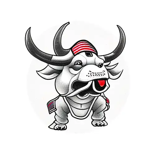 Bipedal Ox With A Tae Kwon Do Uniform Black Belt