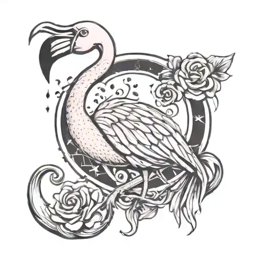 Flamingo With Heart And Infinity Symbol Incorporated