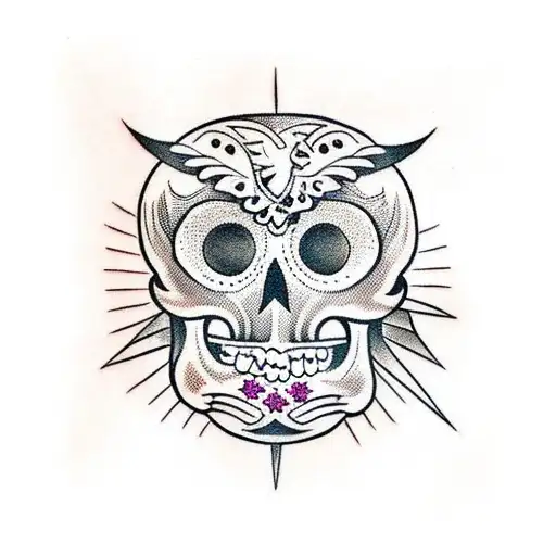 Mexican Skull On Owl Belly