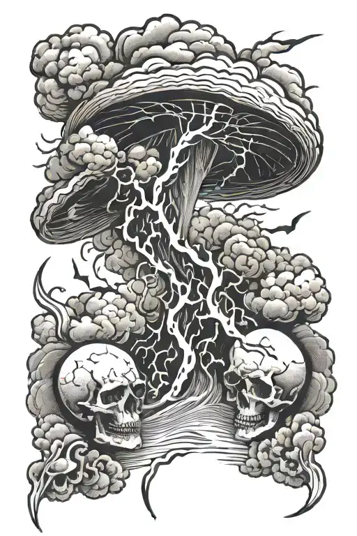 Hell And Heaven Separated By A Lightning Strike From The Clouds