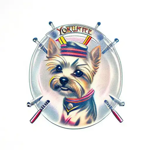 Yorkie Dog Samurai Swinging Sword