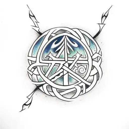 Norse Rune Symbols With Tree