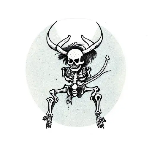 Skeleton Riding A Bull