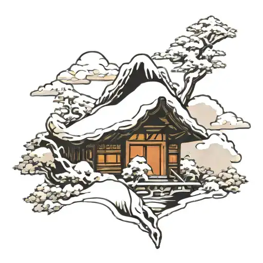 A Traditional Japanese Snow-capped Mountain With A Hidden Spiderman Silhouette
