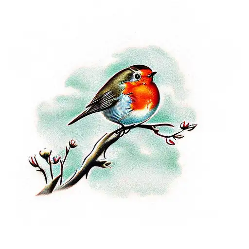 Robin On Cherry Tree