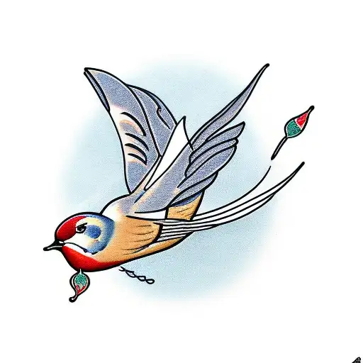 Swallow Bird With Flower