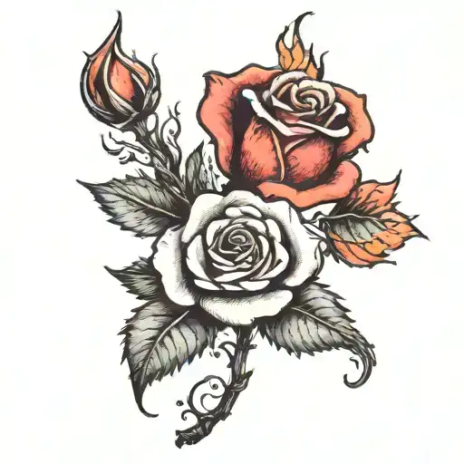 Burning Rose Tattoo Fire Rose