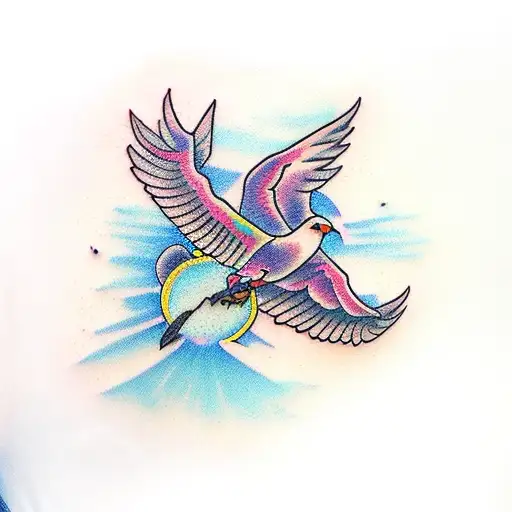 Bird Flying Above Sunset