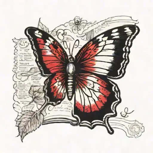 A Beautiful Red Butterfly Resting On A Vintage Medical Textbook