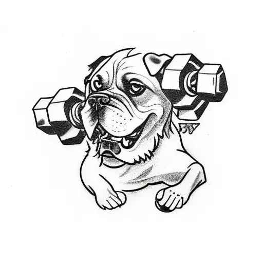 Aggressive Dog With Dumbells Or Barbells