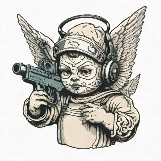 Baby Angel With Ski Mask And Gun