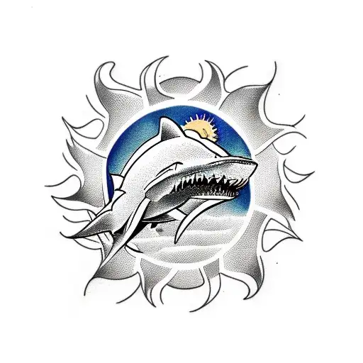 Shark And Sun On Coat Of Arms