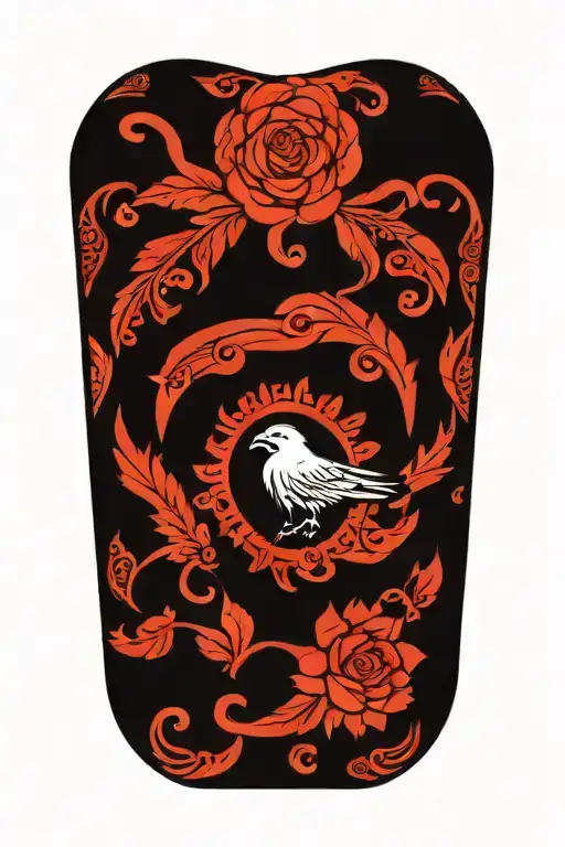 A Tattoo Design Featuring A Ukrainian Etno Pattern Combined With Elements Of North Mythology