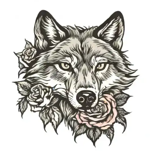 Wolf Face And Rose