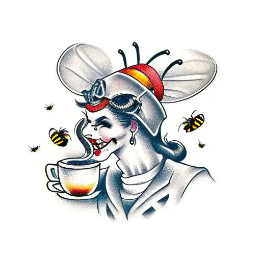 Bee Holding Coffee Cup
