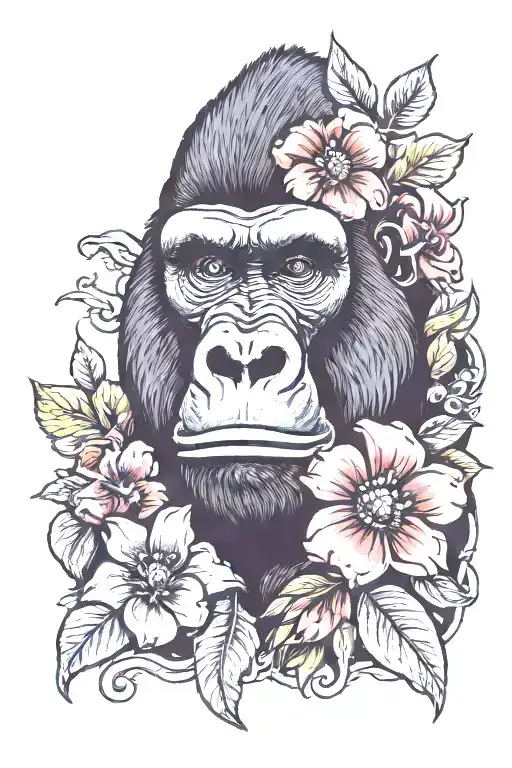 Gorilla With Flower In Mouth