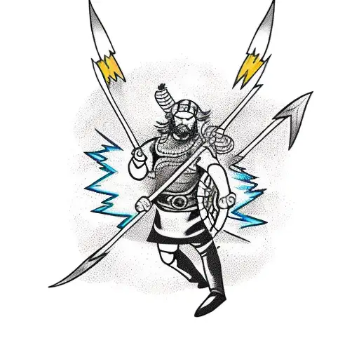 A Viking Warrior Playing An Electric Guitar Surrounded By Lightning Bolts