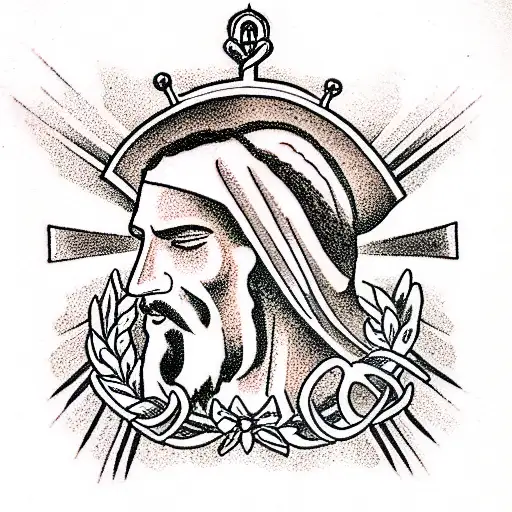 Jesus Cross With A Crown Hanging On It