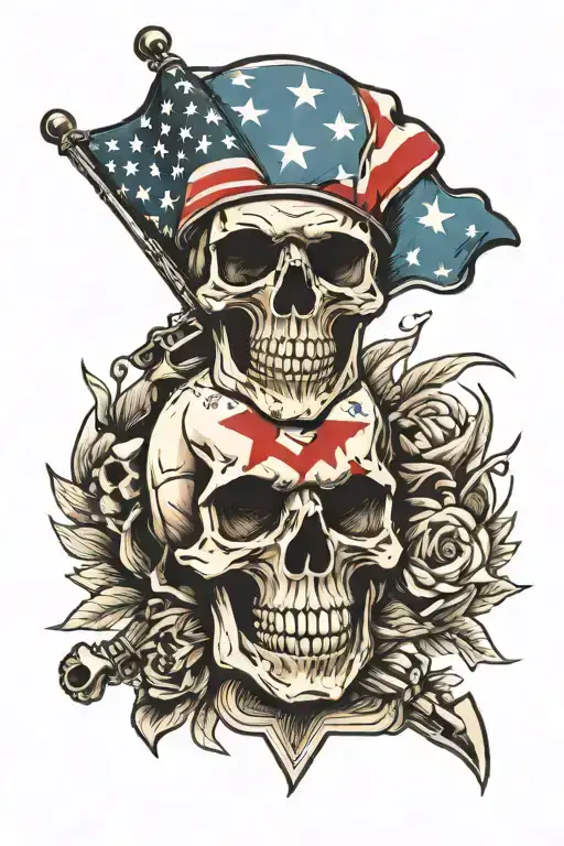Army Skull With American Flag