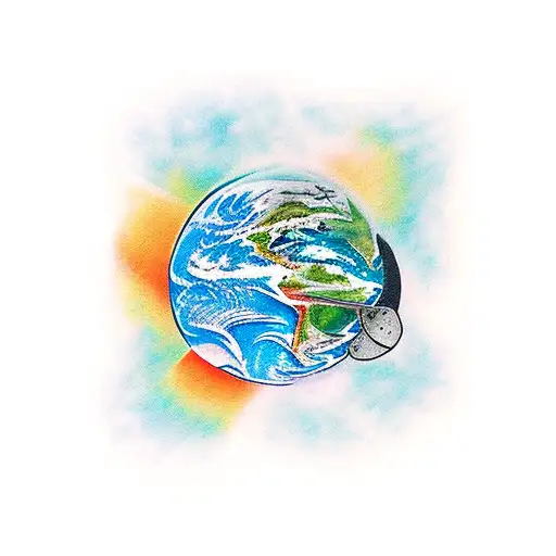 Earth View From Satellite In Space