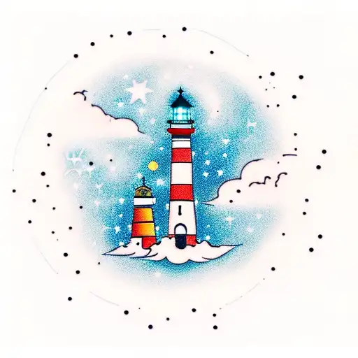 Galaxy With A Lighthouse In The Foreground