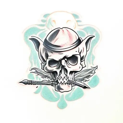 Goblin Sitting On Skull Smoking A Big Pipe