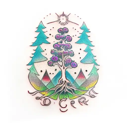 Yggdrasil Tree Tattoo For Neck