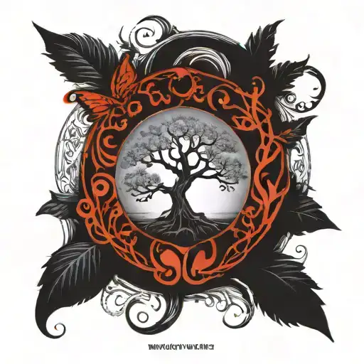 Bonsi Tree Of Life Inside Yin Yang Symbol