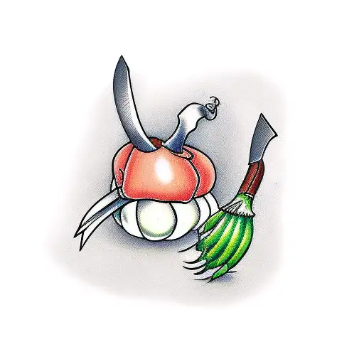 A Cartoon Spring Onion Holding Their Chef's Knife
