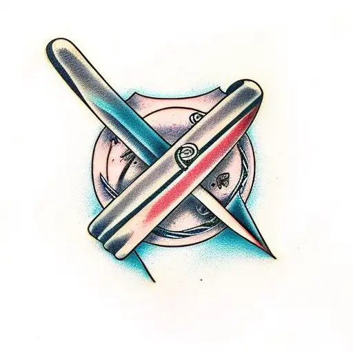 Cricket Bat And Musical Note Intertwined