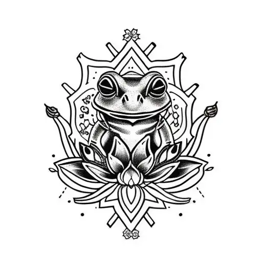 Bufo Alvarius With Lotus Flower