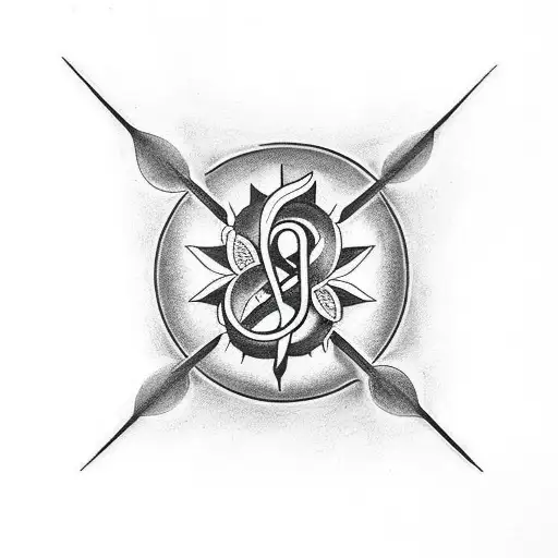 A Black And Grey Tattoo Of A Lemniscate Formed By Musical Instruments