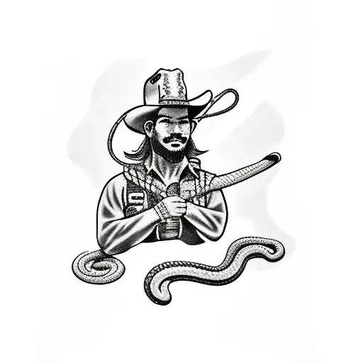 Cowboy Using Snake As Lasso