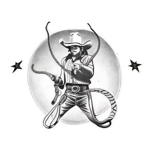 Cowboy Using Snake As Lasso